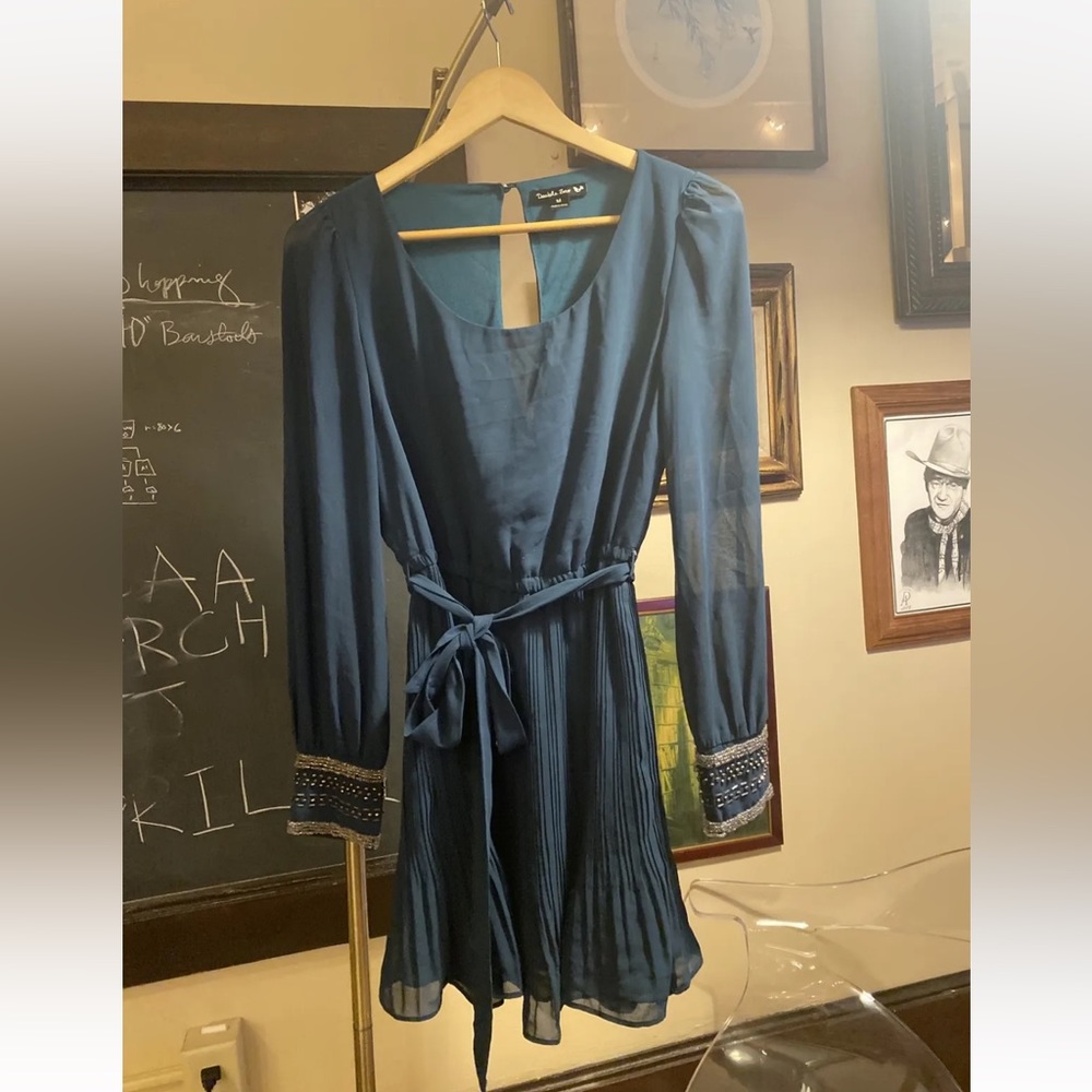 Blue Dress Double Zero brand.  Size Medium. Beaded Accent